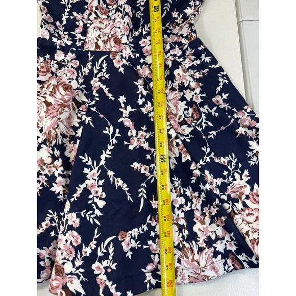 B. Darlin Navy Floral Fit & Flare Dress – Size 7/8 – High Neck Crochet Trim - Picture 5 of 12